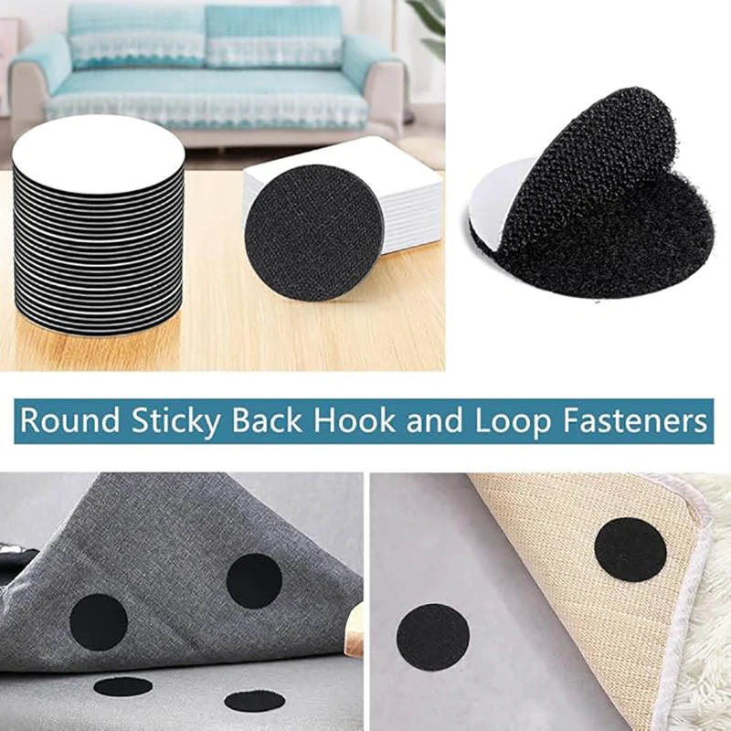 30/20/5Pairs 60mm Strong Self Adhesive Fastener Dots Nylon Sticker Hook and Loop Magic For Bed Sheet Sofa Mat Carpet Anti Slip
