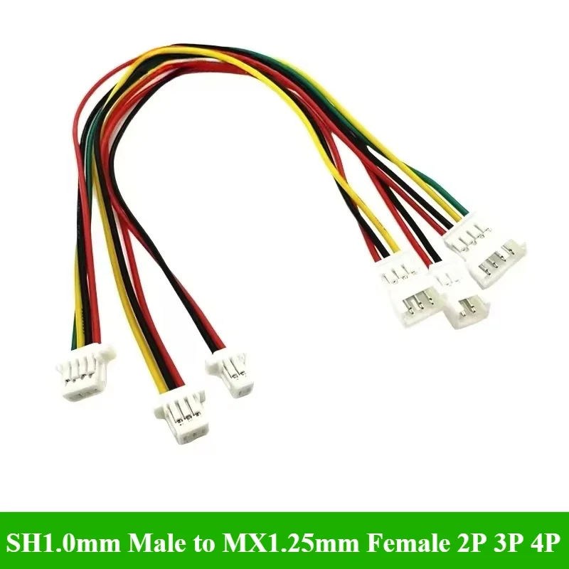 

5/10/30/50Pcs/lot SH1.0mm Male to MX1.25mm Female cable adapter 1.0 Male to 1.25 Female 2P 3P 4P 15CM 28AWG Toy connector cable