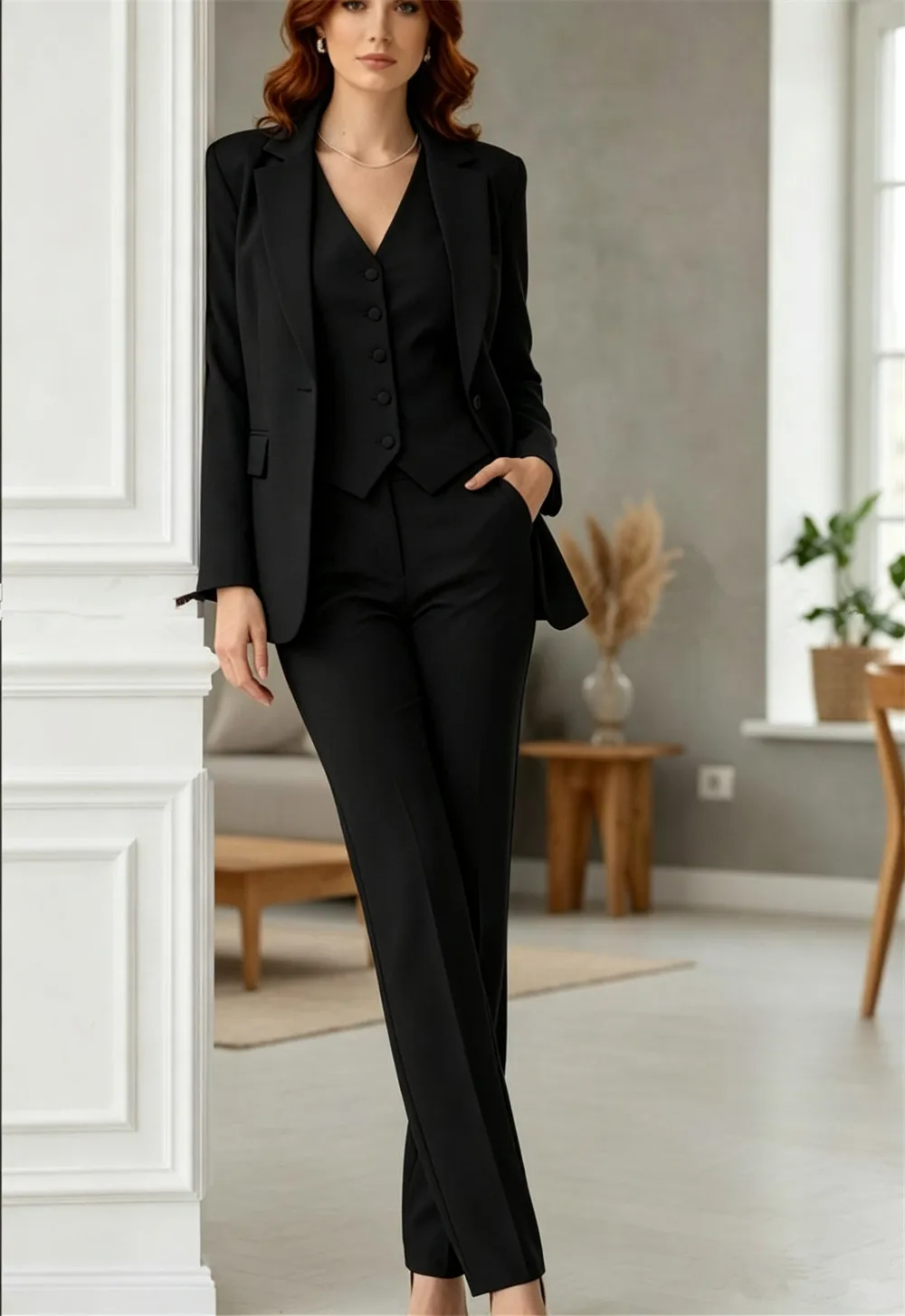 New Lavender Women's Suits 3 Pcs Set Formal Pantsuit Wedding Blazer Formal Outfit Wedding Guest Pants Suit (Jacket+Vest+Pants)