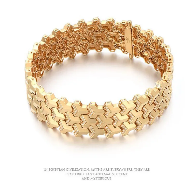 

Unisex luxury platinum shiny zircon inlaid non-fading sterling silver plated original trendy alloy link bracelet