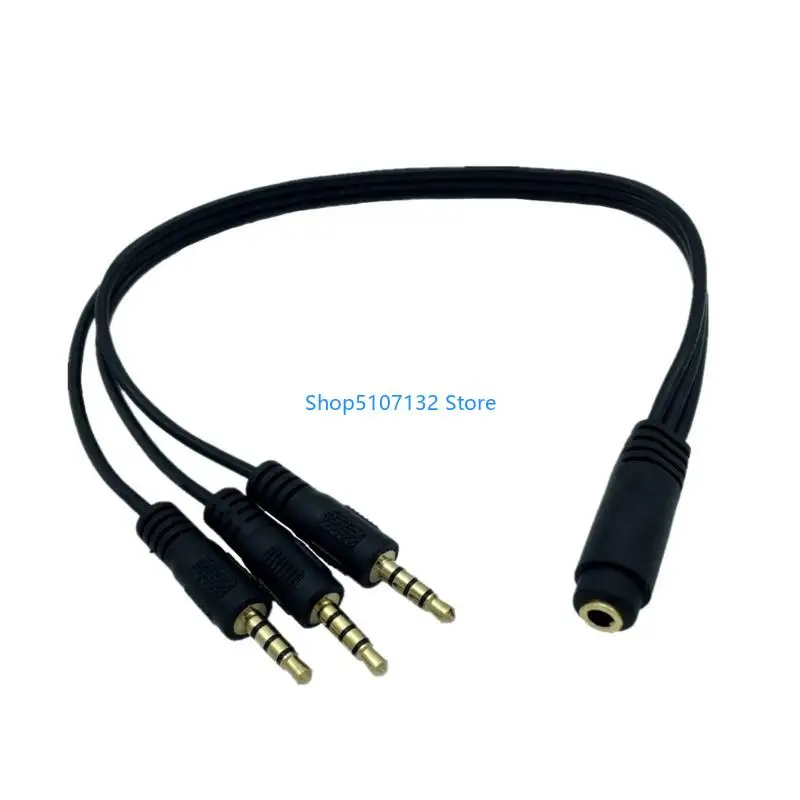 87HD Triple Output 3.5mm Sound Y Cable Gold Plateds Jacks Simultaneous Multiple Device Connection 30cm Length