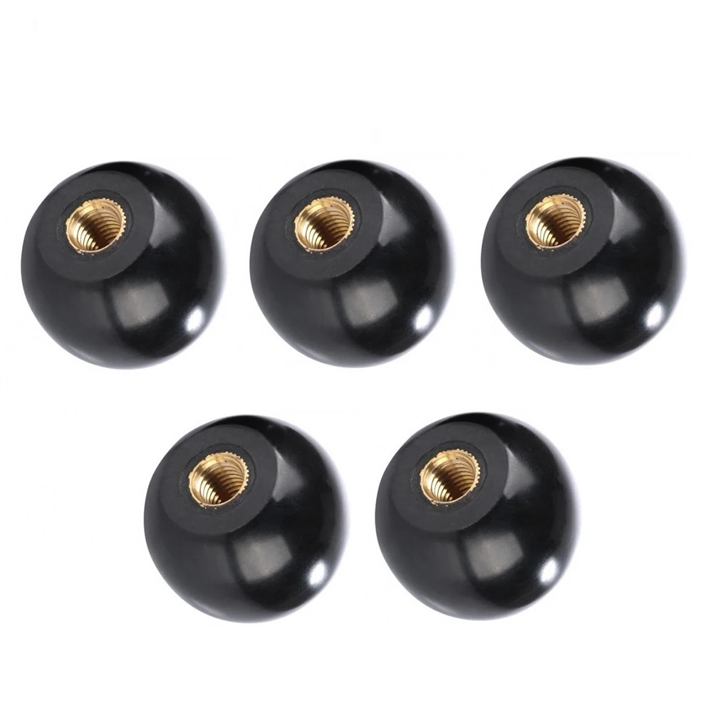 5pcs Black Round Ball Handle Ball Knobs Bakelite Lever Knob M5/M6/M8/M10/M12 Machine Tool Replacement