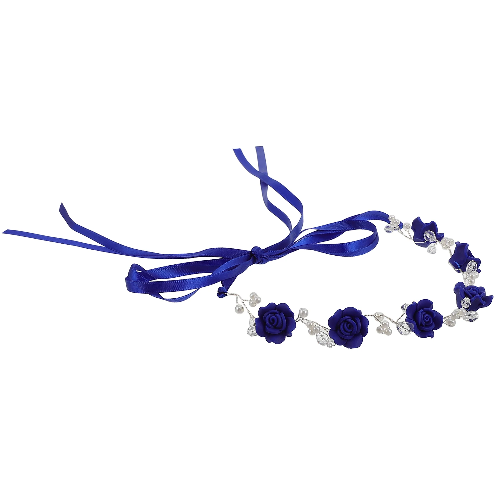 

Polymer Pottery Headb Blue Watercolor Pearl Clay Flowers Hair Accessories Women Bridal Flower Headb For Women Hairpiece