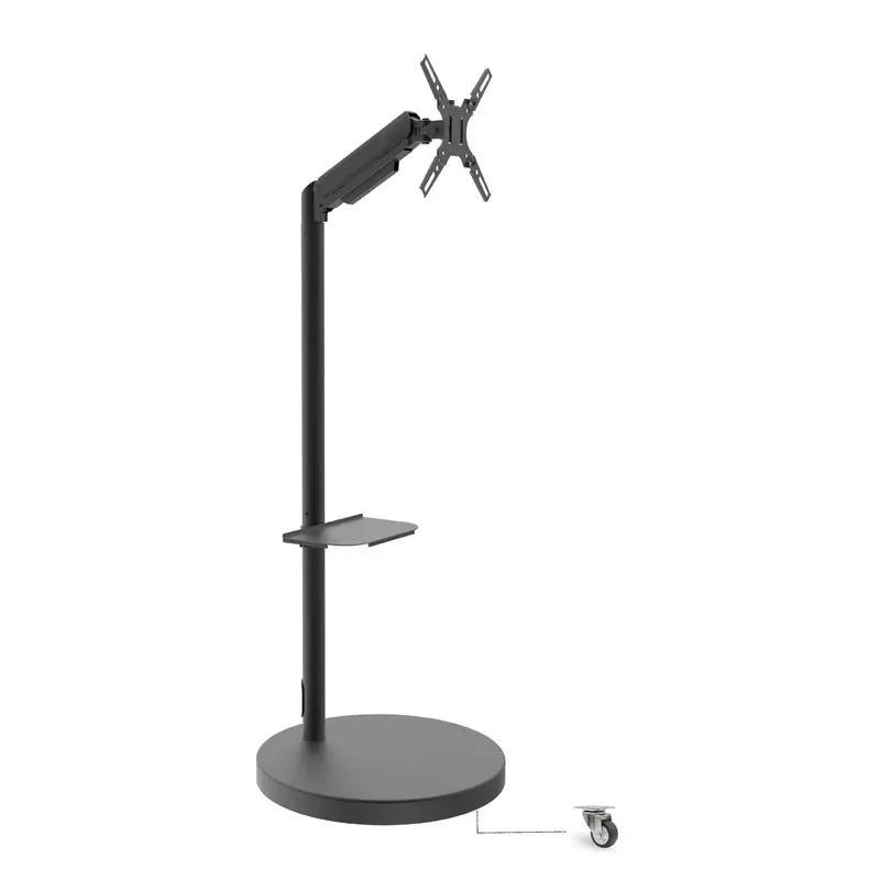 Height Adjustable Mobile TV Stand Rotating Floor to Ceiling Cart for 15-34 Inch TVs with Invisible Wheels