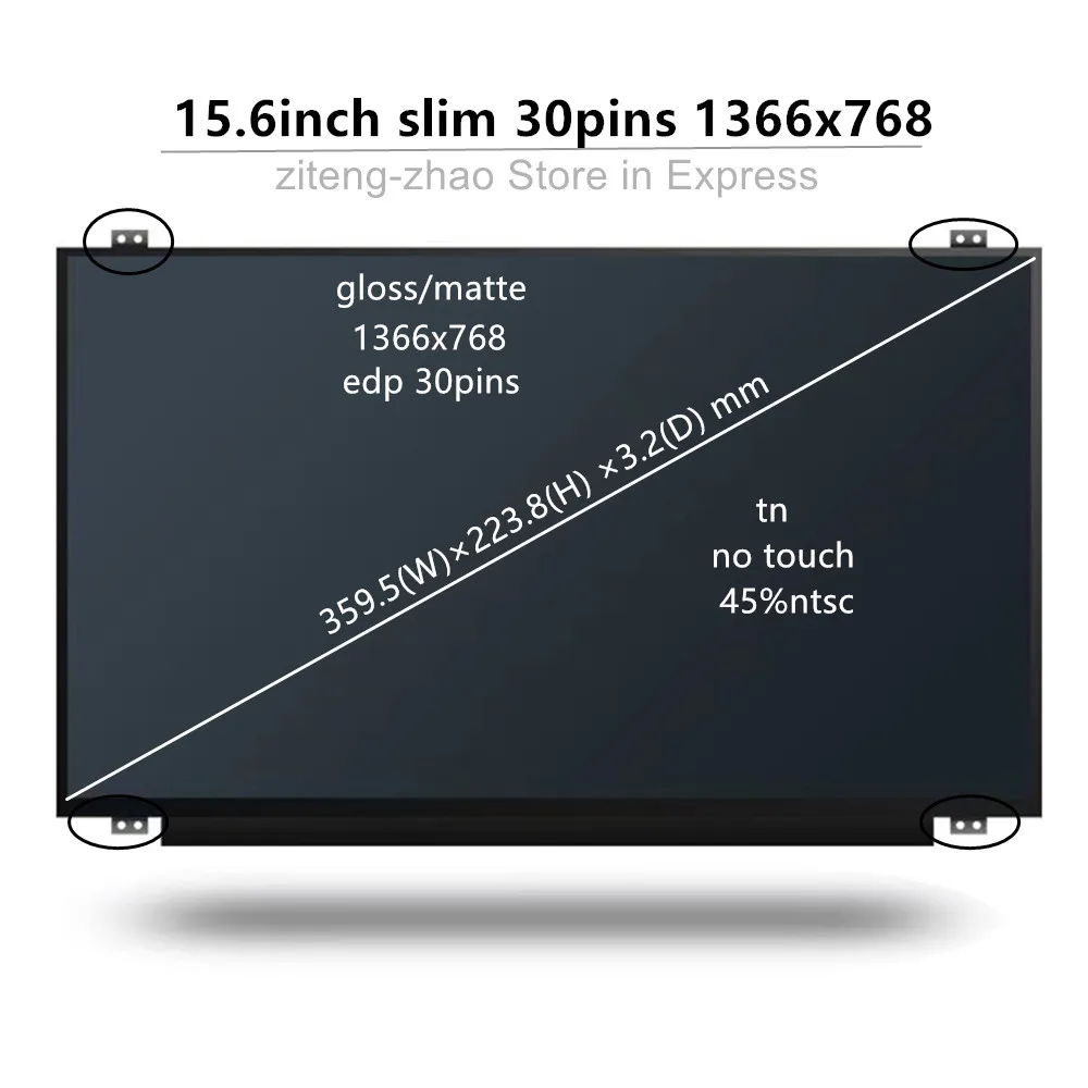 Tela LCD de alta qualidade, 15.6 em, tela, LTN156AT39, LTN156AT37, B156XTN04.0, B156XTN07.1, NT156WHM-N22, N12, 1366*768, 30 pinos, frete grátis