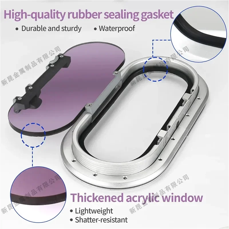 Oval Porthole Aluminum Alloy Acrylic Glass Marine Yacht RV Window Sunroof Hatch Boat Camper Van Accessories Multi Spec