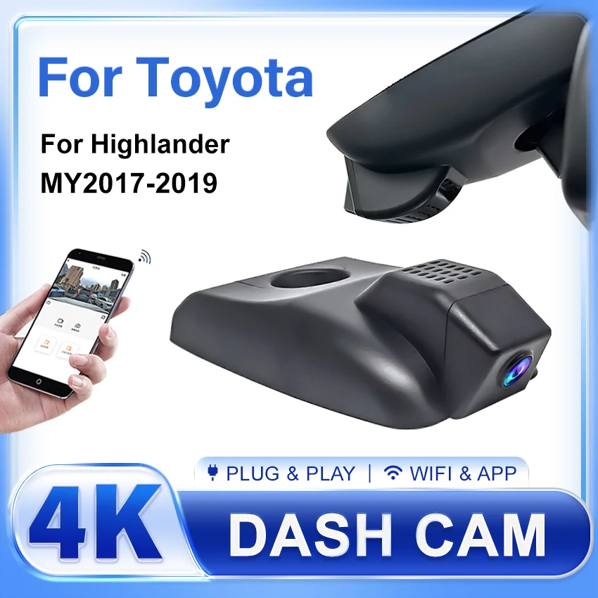 

For Toyota Highlander 2017 2018 2019 Plug and Play 4K Dash Cam for Car Camera Recorder Dashcam WIFI Car Dvr Recording Devices