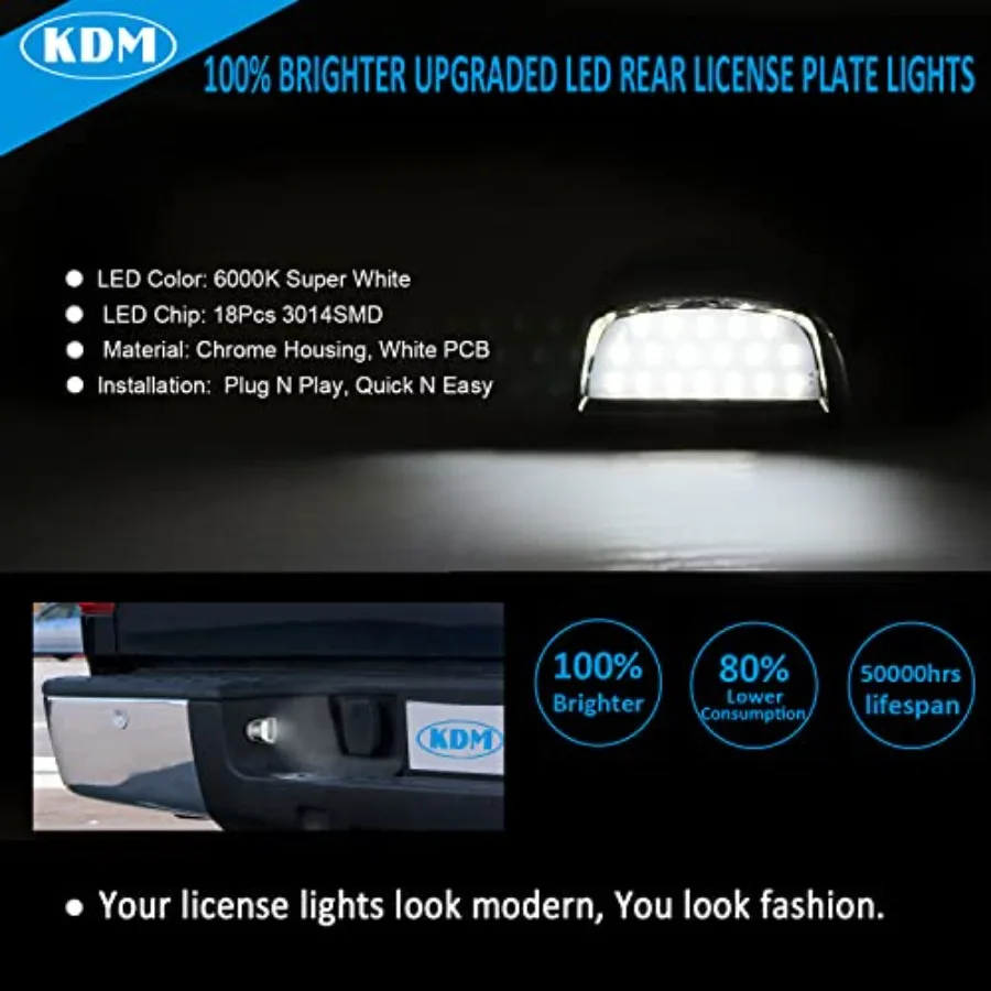 LED License Plate Lights for 1999-2013 Chevy Silverado GMC Sierra 1500 2500 3500 HD Suburban Tahoe Cadillac Escalade EXT Yukon