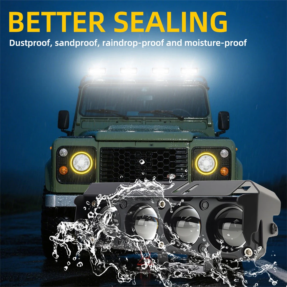 Driving Lights High Brightness Light Adjustable Angles Dual-color Light Four-lens Design High-reflection Concentrator