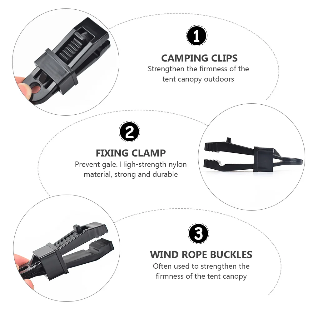 

20 Pcs Tent Clamps Heavy Duty Tarp Clips Camping Accessories Black Easy Install For Tents Awnings Tarps Canvas Boat Covers