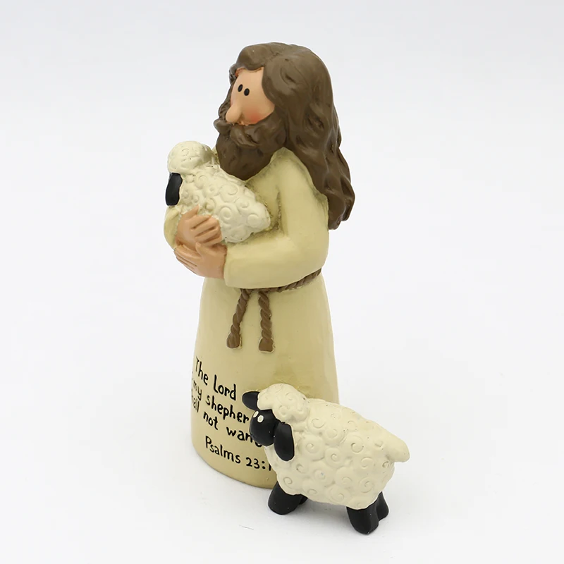 The Lord is my Shepherd Home Decorations Cute Sheep Housewarming Birthday Gift Jesus Statue Catholic Gift Resin Jesus Figurines