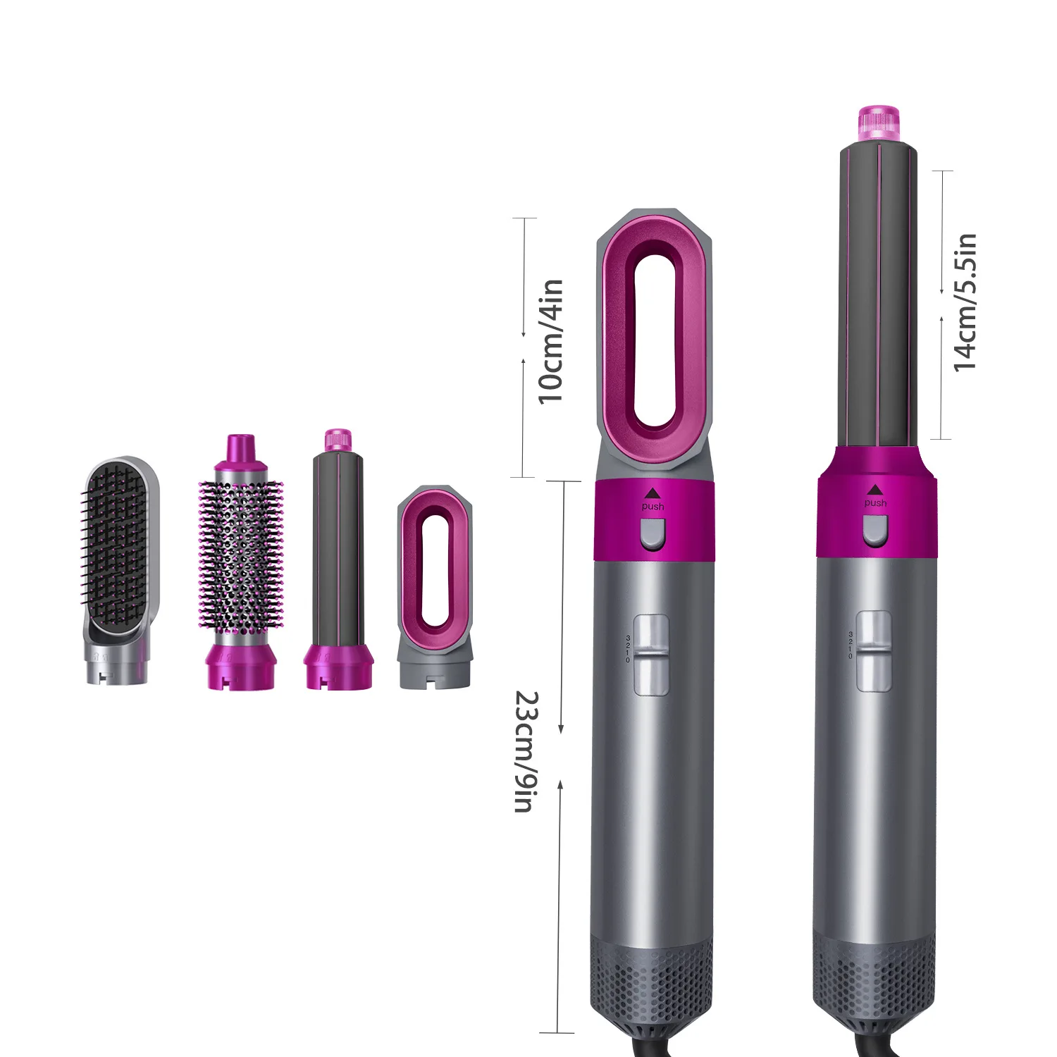 Hochwertiger 5-in-1-Haarstyler mit Lockenwickler, Haarklammern, Heißluftbürste, Haartrockner und Zubehör für Friseure, Dyso-Geschenk. – Detail 2