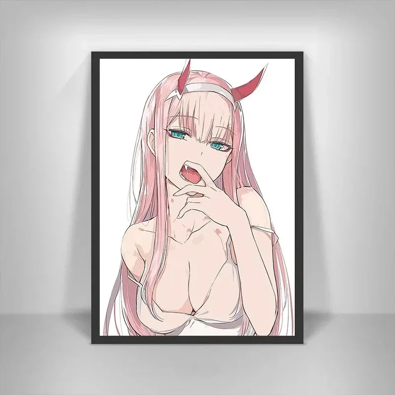 Wall Decor Darling in The Franxx Zero Two 002 Anime Posters and Prints Canvas Manga Wall Art Picture for Home Decor