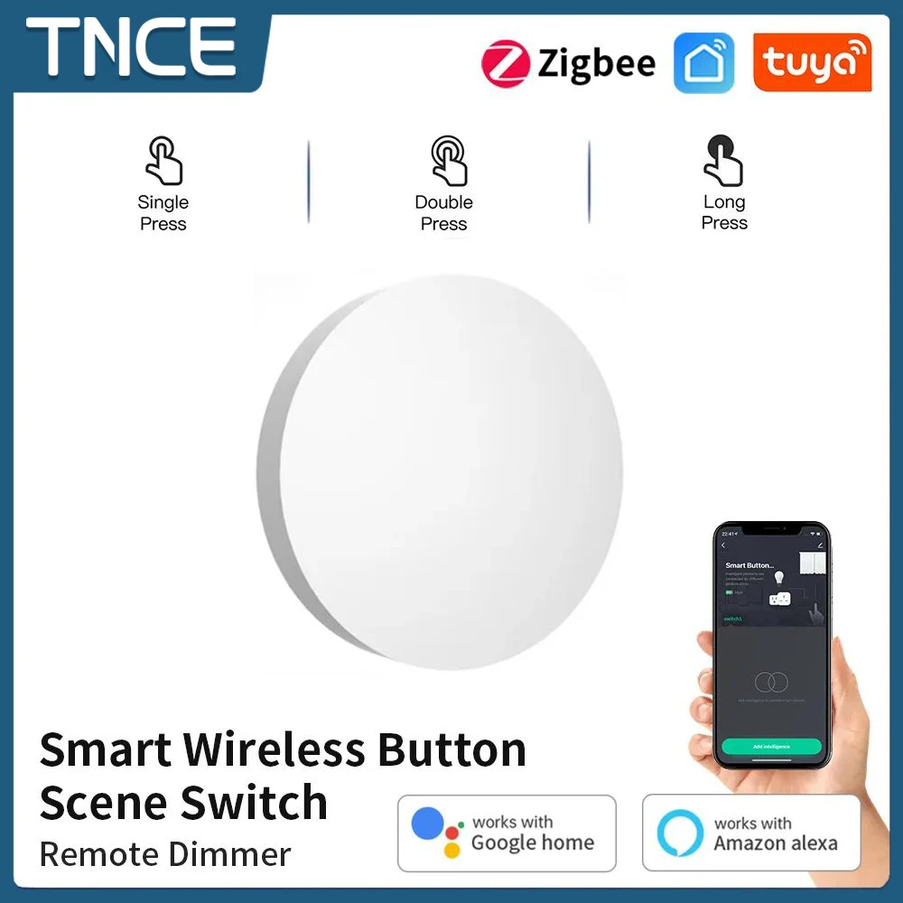 TNCE Tuya Zigbee Smart Button Scene Switch Voice Control Wireless Button Smart Life App Smart Home Remote Control