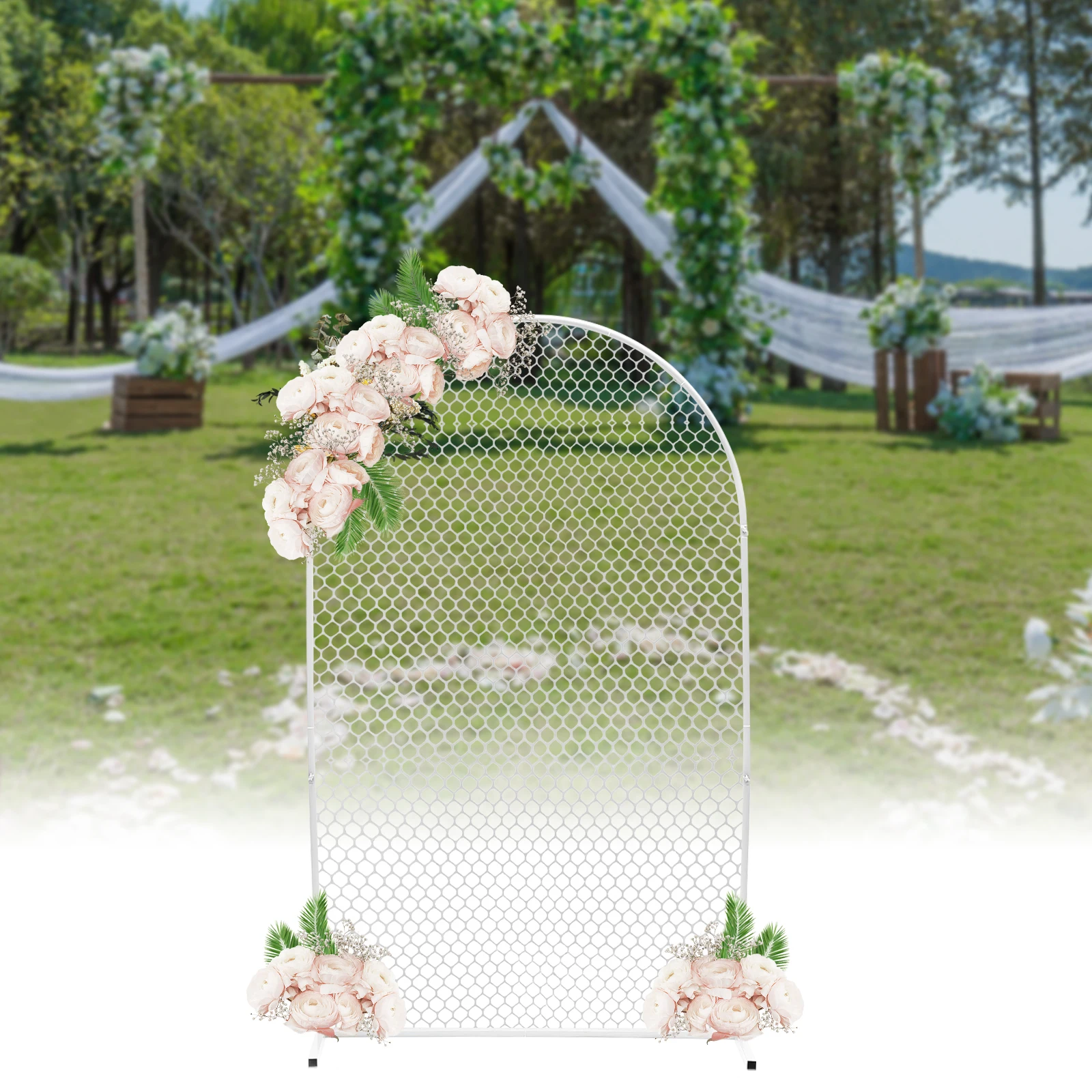 200 cm Wedding Stand White Mesh Wall Stand Arch Backdrop Iron Wedding Event Party Props DIY Decoration