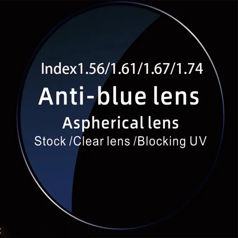 

1.56 1.61 1.67 1.74 Anti Blue Ray CR-39 Resin Prescription Lenses Myopia And Hyperopia Optical Lenses