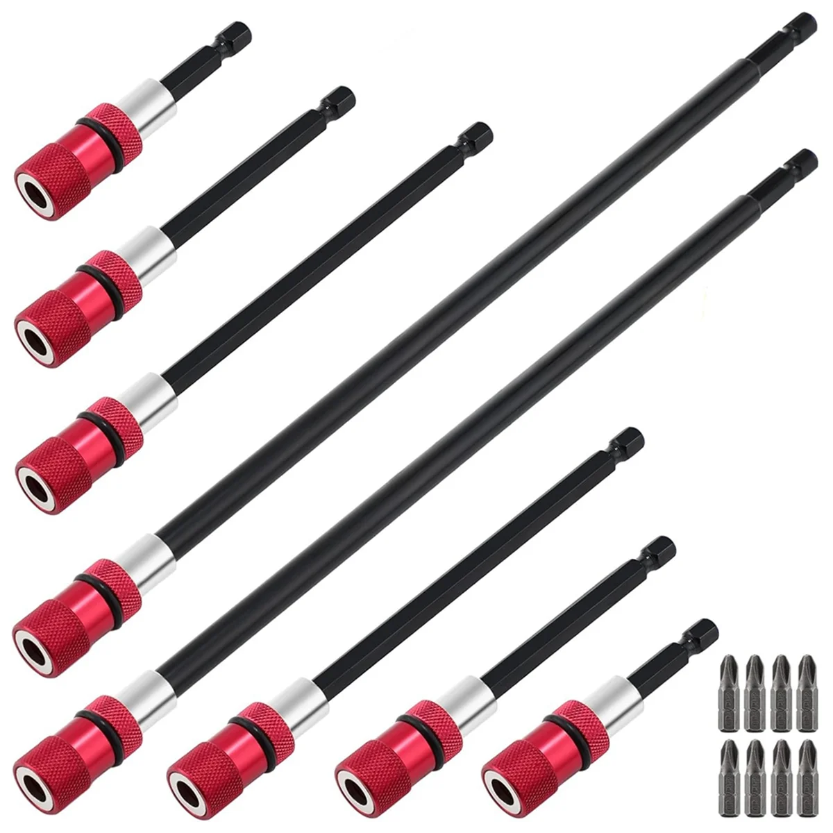 8Pcs Drill Bit Extension Set Magnetic Drill Extension Bit Holder Drill Bit Extender 1/4 Inch Hex Bit Holder with 8 Bits