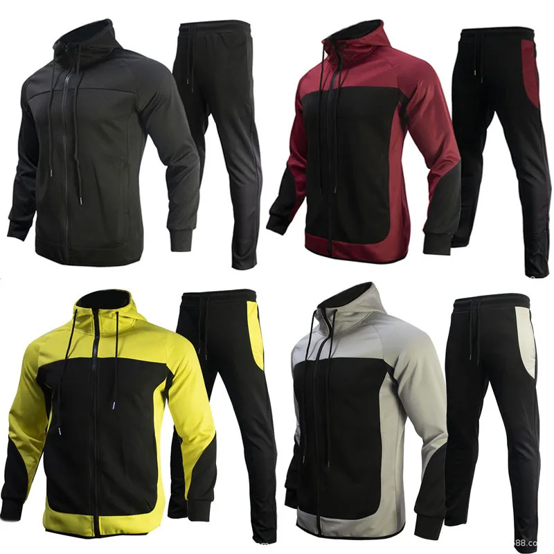 2025 Autumn-Winter Hooded Color-blocked Casual Sportswear Long Sleeve Sweatshirt and Loose Pants Outdoor Jogger Cargo Suit