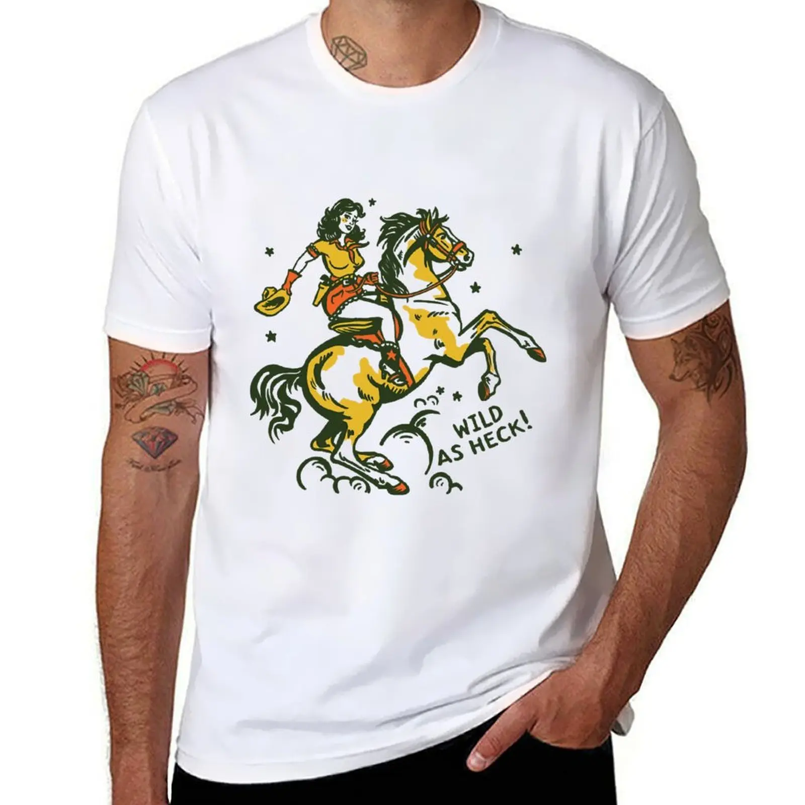

Wild As Heck Cute Retro Cowgirl Art T-Shirt funny t shirts dark humor t shirts for man graphic tees T-Shirt