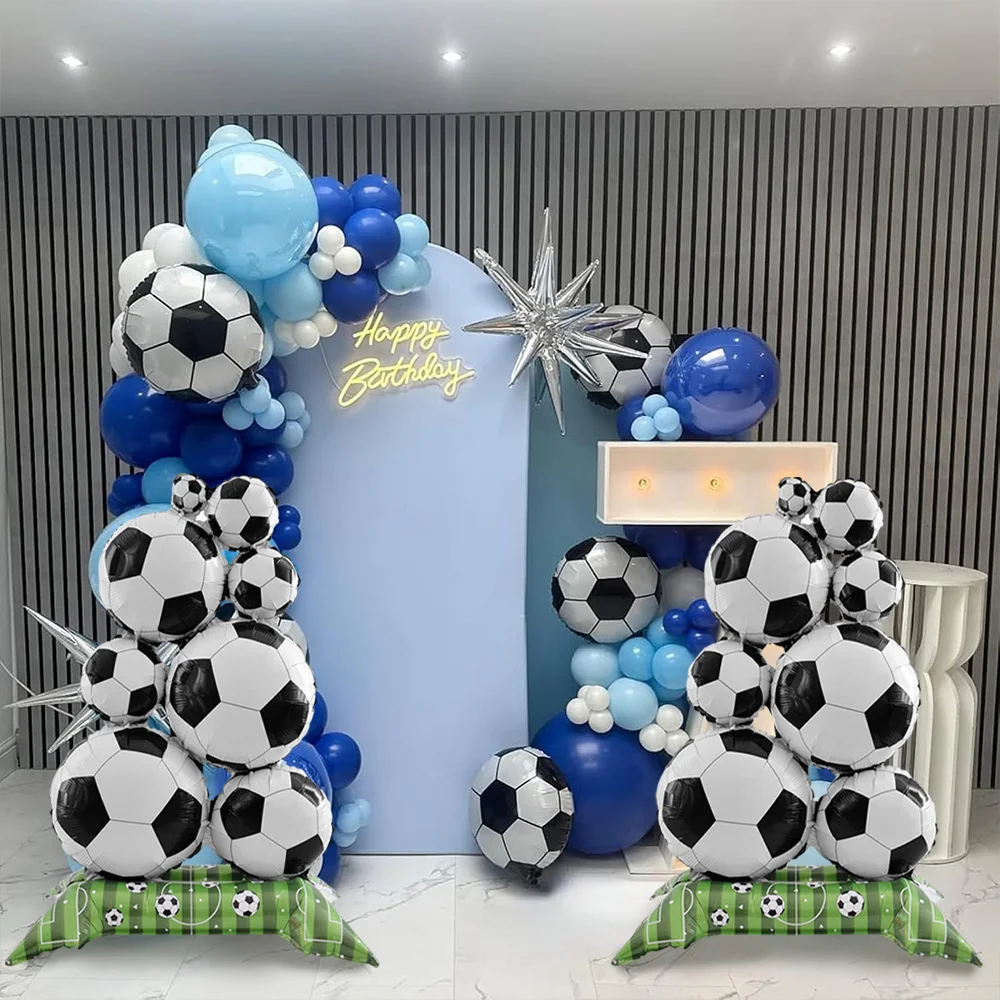 2-Pack of Medium-Sized Standing Football-Shaped Aluminum Foil Balloons, Suitable for Football-Themed Party Decorations, World Cup, World Cup Celebrations, Sports-Themed Birthday Parties, Football Event Party Balloon Decorations