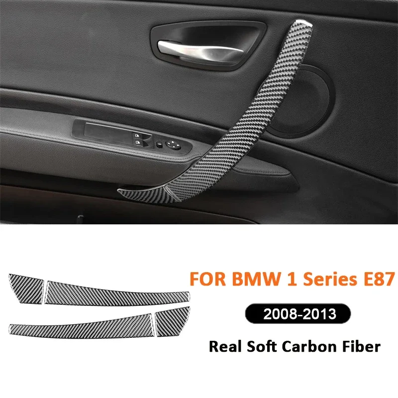 

2PCS For BMW 1 Series E87 2008-2013 Carbon Fiber Auto Interior Decal Inner Door Pull Armrest Panel Trim Cover Decoration Sticker