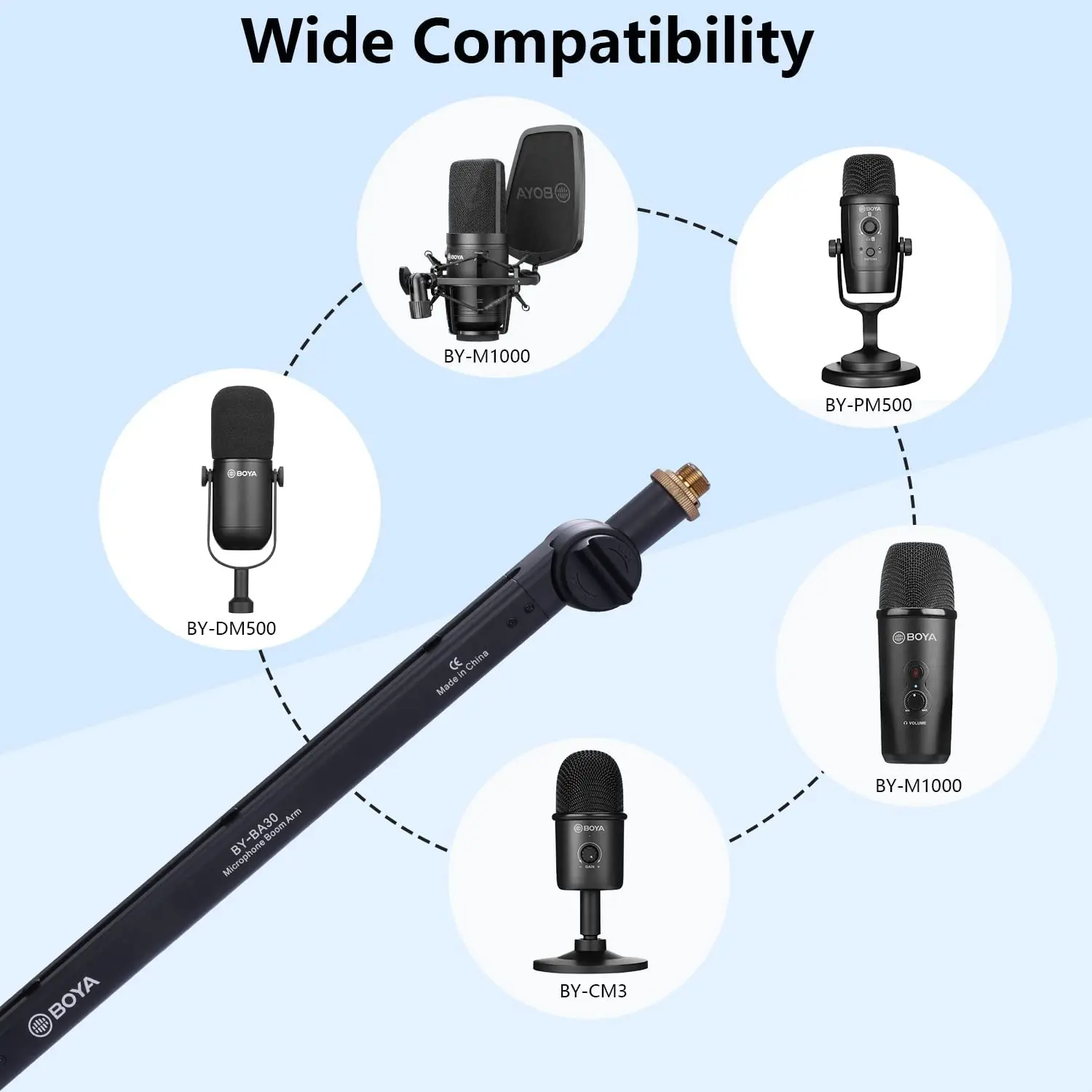 Boya BY-BA30 microfone lança braço pesa até 1kg para podcast profissional streaming ao vivo criação de conteúdo com c-braçadeira de montagem