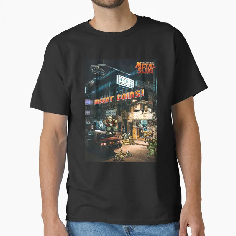 

80s videogame Metal Slug Retro Arcade Full Army Shooting War Game gift T shirt for men Large size Tops S-6XL