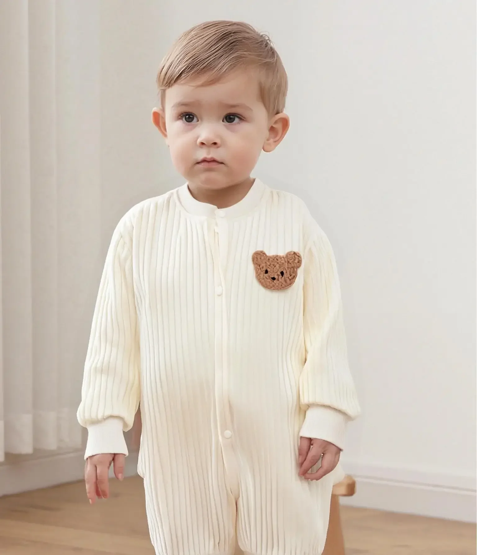 Baby Clothes Rompers for Boys Girls Newborn Bodysuit & One Piece Solid Color 100 Cotton 0-24M Long Sleeve Loungewear Outfit