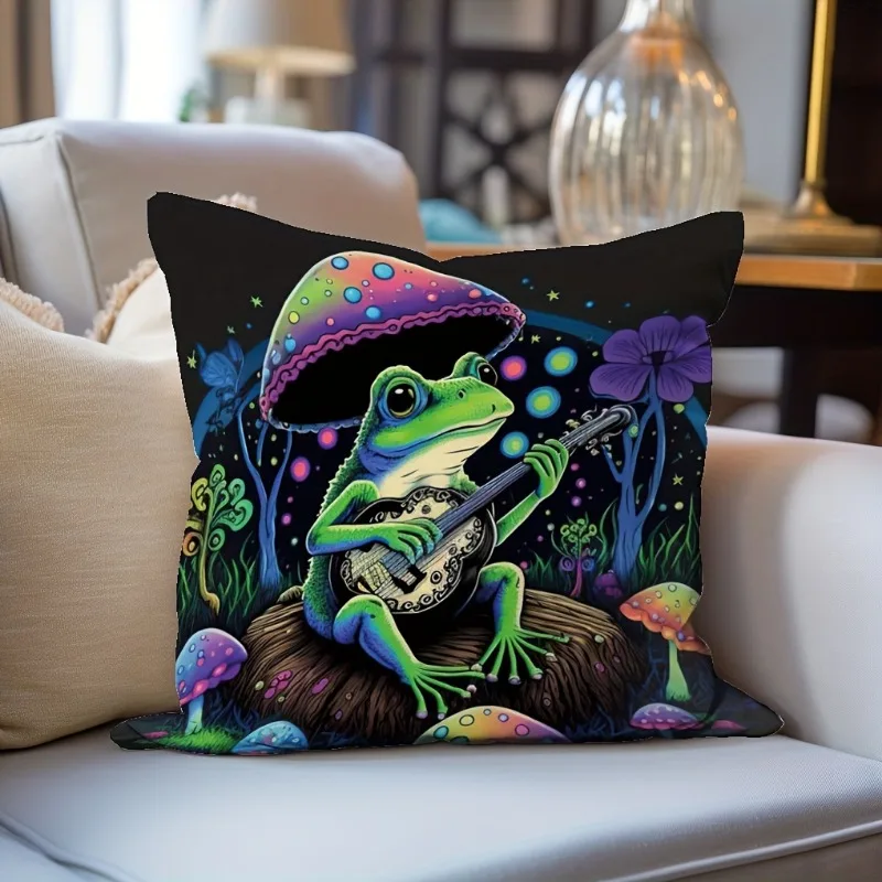 Music Frog Pillowcase For Household Sofas Office Chairs Pattern Printed Pillowcases Cushions Pillowcases Suitable For Sofa Beds