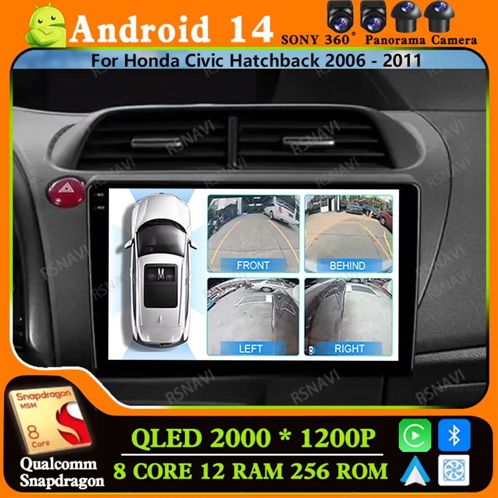 

Andoird 14 Car Radio For Honda Civic Hatchback 2006 - 2011 Multimedia 2 DIN DVD Navigation Stereo Wireless Carplay Auto 5G WIFI