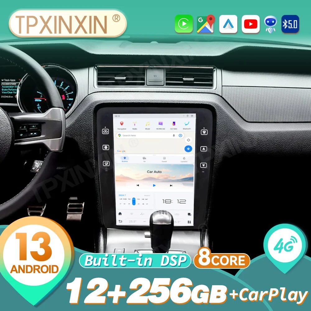 Qualcomm For Ford Mustang 2009-2013 Audio 2 Din Android Receiver Vertical Style Auto Multimedia Player GPS Navigation Car Radio