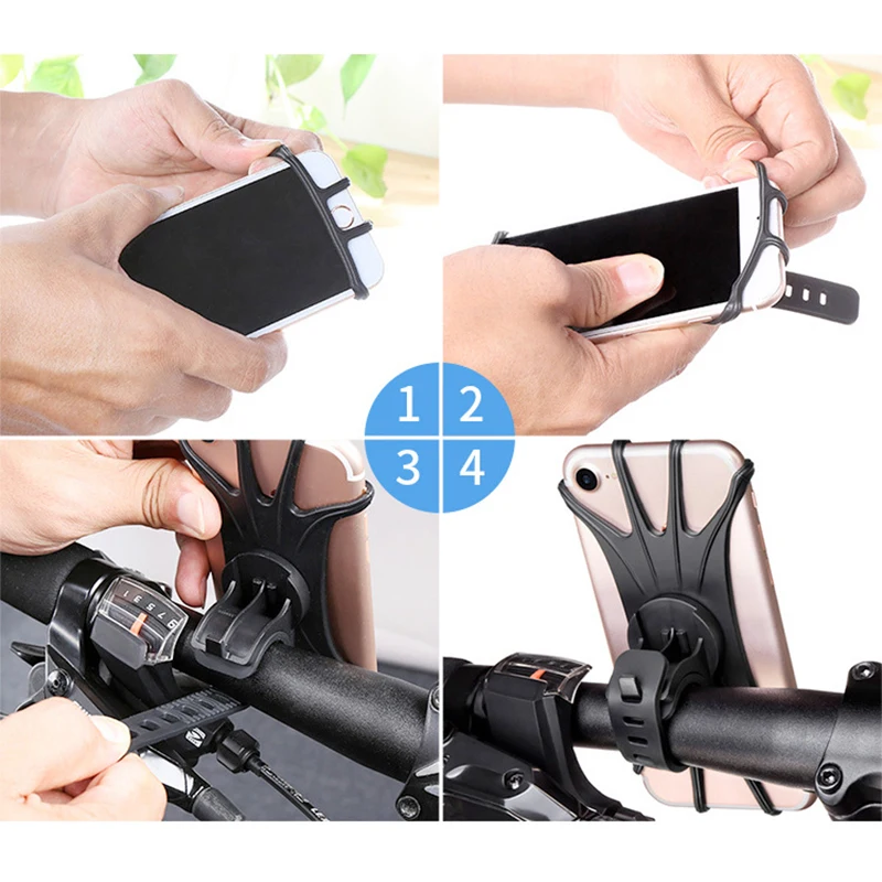 2 pcssupporto per cellulare in Silicone colorato supporto per telefono da bicicletta per moto da 360 gradi supporto per staffa per Clip GPS