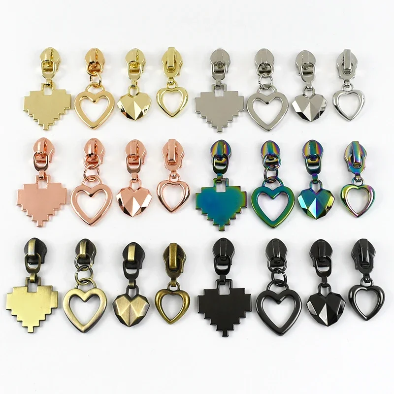 

20Pcs Slider for Nylon Zipper Heart 5# Zippers Puller Clothes Closure Zip Cursor Bag Decoration Sewing Zips Pull Head Repair Kit