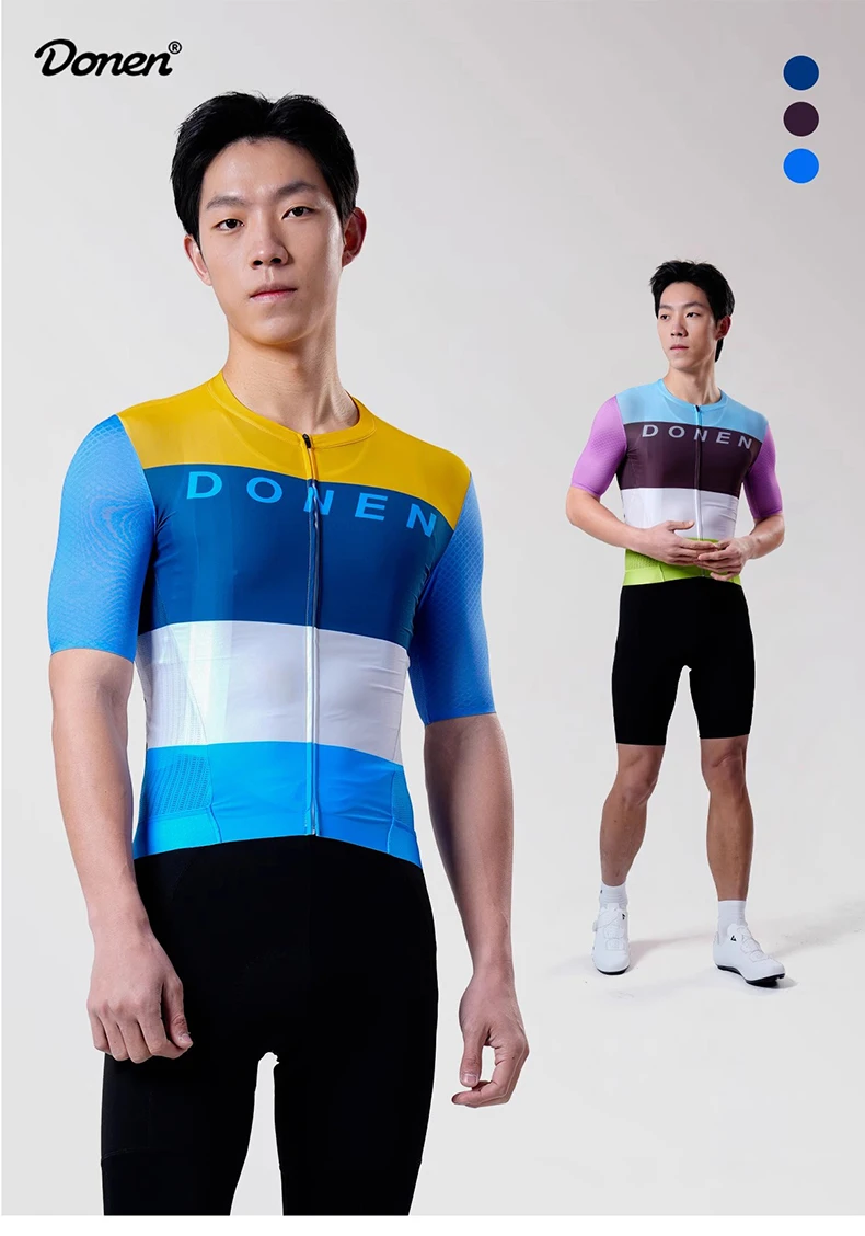 DONEN  Men's Cycling Jersey Short Sleeve Quick Dry Breathable Moisture Wicking Ergonomic Sports Top for Road Mountain Bike