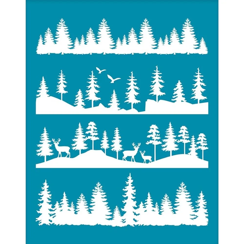 

4x5 Inch Clay Stencils Tree Pattern Non-Adhesive Silk Screen Printing Stencil Deer Reusable Clay Mesh Stencils Transfer Bird