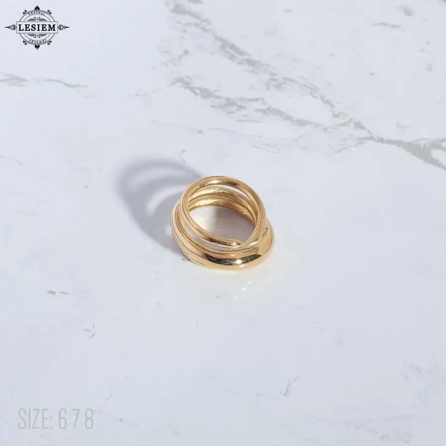 LESIEM online shopping india 18KGP Gold plated rings for women for female Spiral wound multi ring men ring Costume Jewellery