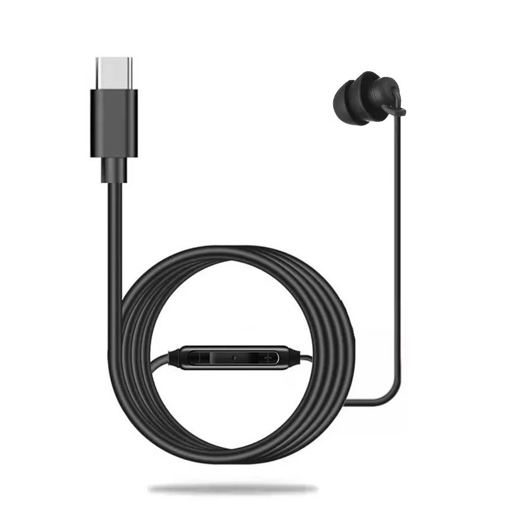 3.5mm/Type-c Wired Earbuds In Ear Headphone One Side Earplugs with Mic Single Side Earphone Soft Silicone for Smart Phones MP3
