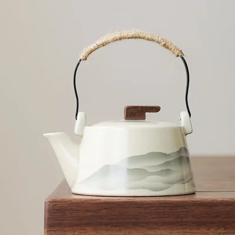 

Ruyao teapot with handles, ceramic, large size, non-scalding, Chinese-style tea set fortea, luxurious, suitable for brewing