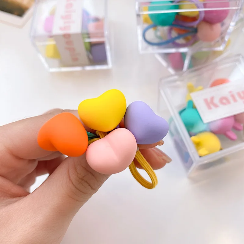 10pcs Girls Rubber Bands Baby Cute Candy Colored Hair Accessories High Elastic Hair Rope Boxed Children Hair Rings