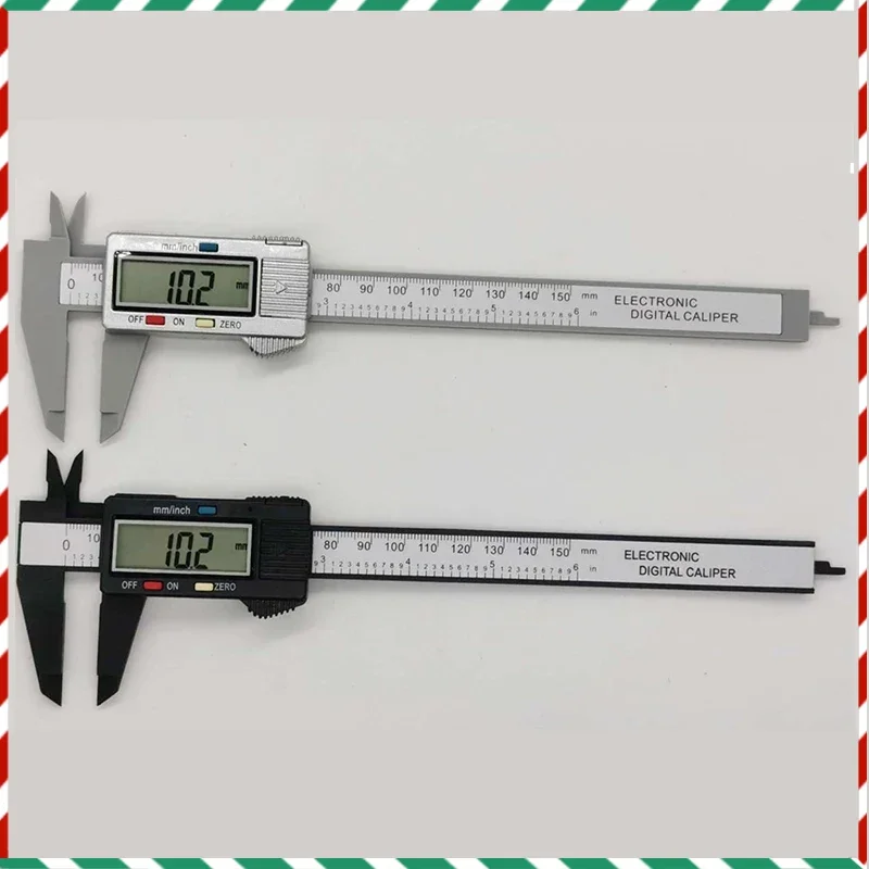 

150mm Plastic Vernier Caliper 6 inch LCD Screen Electronic Digital Caliper Carbon Fiber Millimeter Conversion Calipers Black