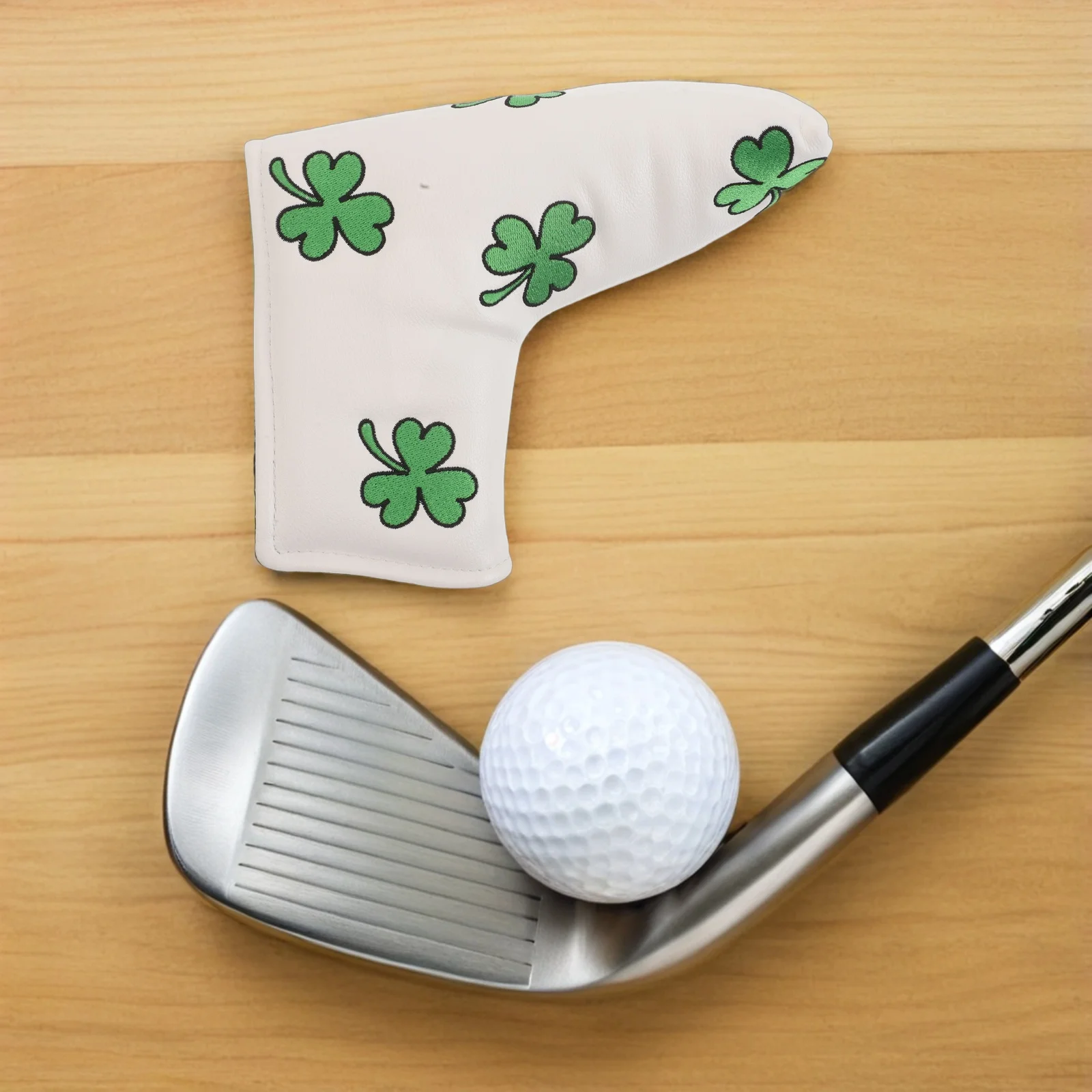 

Embroidered Shamrock Putter Cover Golf Headcover for Mallet Putters PU Protective Cover Scratch Proof Weather Resistant Course