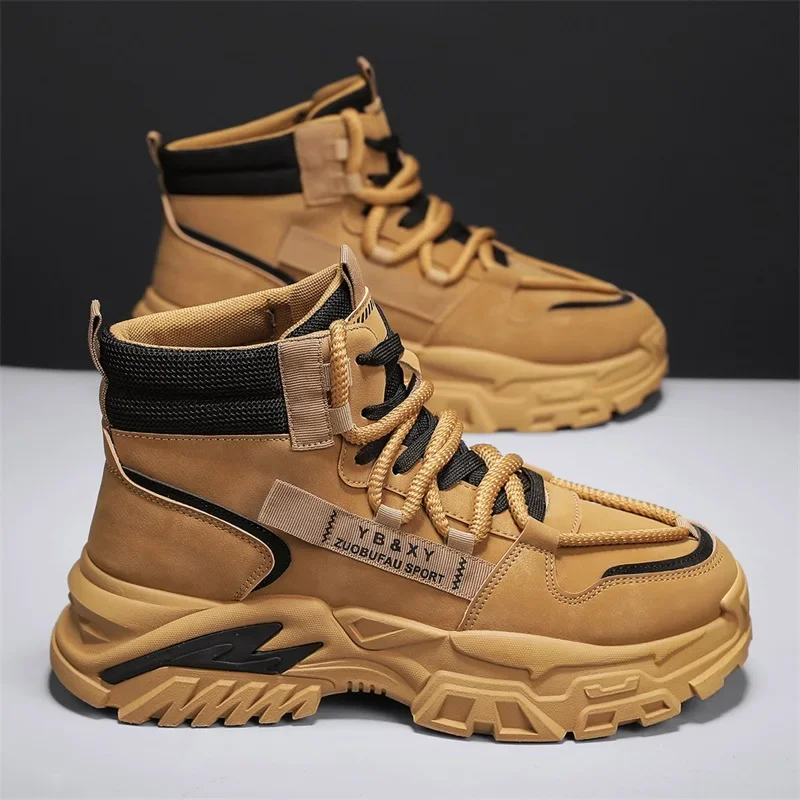 Winter Casual Boots Outdoor Mens Shoes Work Hiking Ankle Chelsea Cowboy Tactical Platform Designer Luxury Leather Sneakers