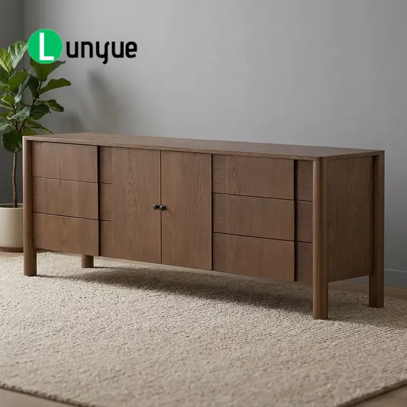 Modern Solid Wood TV Cabinet Large Capacity Storage Simple Appearance Sturdy Stable Affordable Price For Living Room