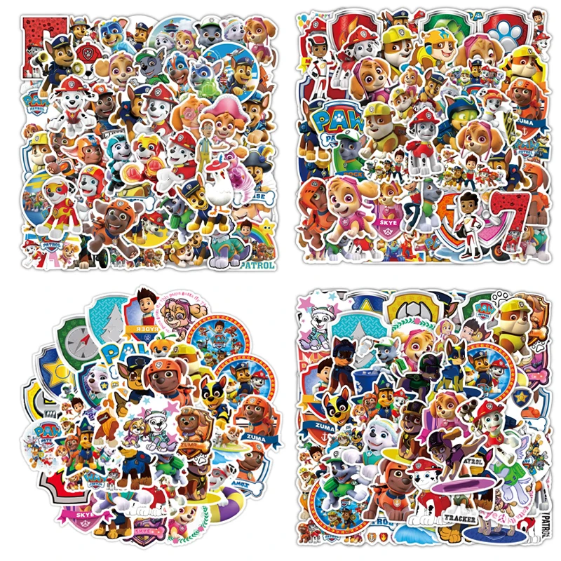 3 Styles Paw Patrol Stickers Cartoon Figure Sticker Skateboard Fridge Suitcase Phone Notebook Graffiti Sticker Birthday Gifts