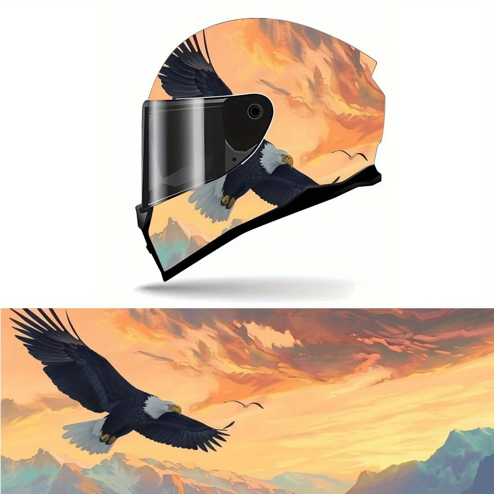 

Grand Eagle Soaring Under Glowing Clouds Full Face Helmet Vinyl Wrap Sticker, Durable PVC Material, Artistic Aesthetic Graphic D