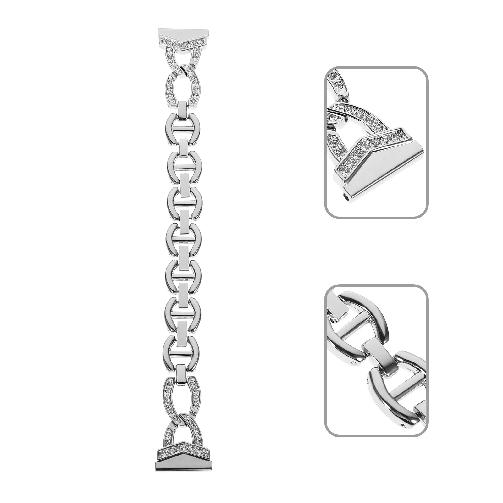 Rhinestone Metal Watch Band Stainless Steel Elegant Shining Strap for Women Replaceable Decorative Watchband Compatible with