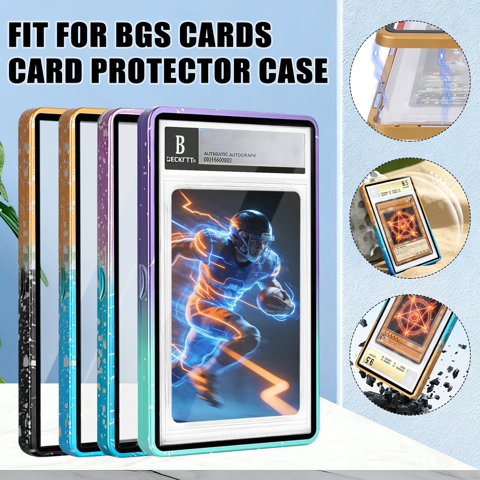

Metal Fit for B-G-S Slab Bumper Case UV Resistant- Safeguard Magnetic Aluminum Metal Case for Beckett Graded Cards