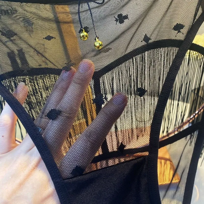 Phantom Tassel, Sexy Lady Lace Temptation Hollowed Out New Large Size Fat MM Panties Breathable Shorts Personality Quick-dry