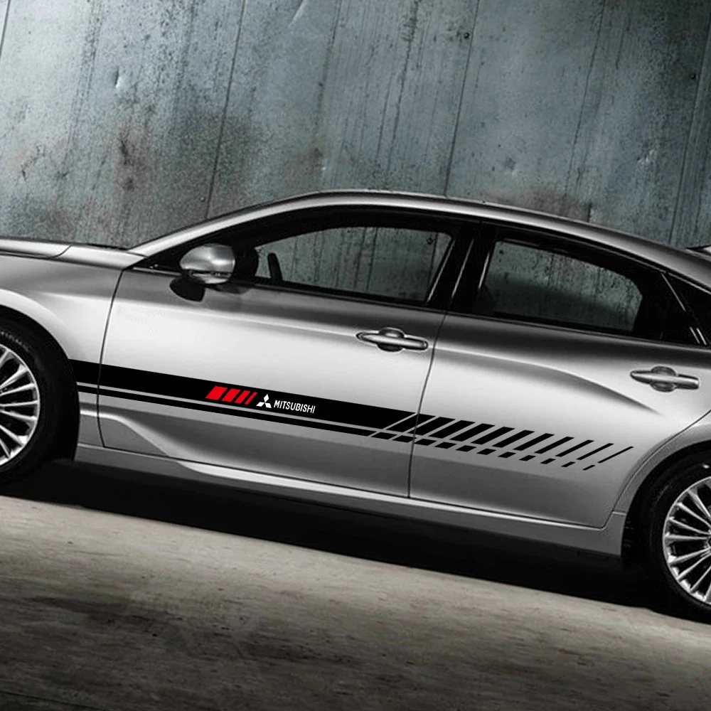 

2PCS Reflective Car Side Stripe Decal Sport Styling for Mitsubishi Pajero Sport Lancer ASX L200 Body Decoration