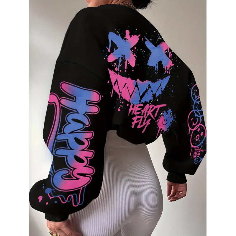 

3D Smile Print Hoodie Comfortable Unisex Sweatshirt Cross-Border Fashionable Smile Patterned Hoodie for All Ages
